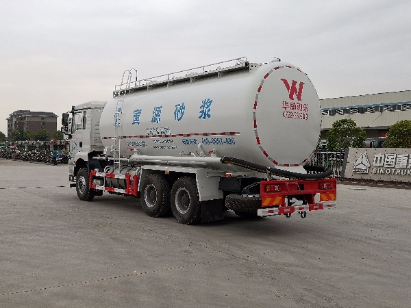 國內首款清潔能源LNG天然氣干混砂漿車/6x4陜汽德龍M3000國六排放干粉砂漿罐車